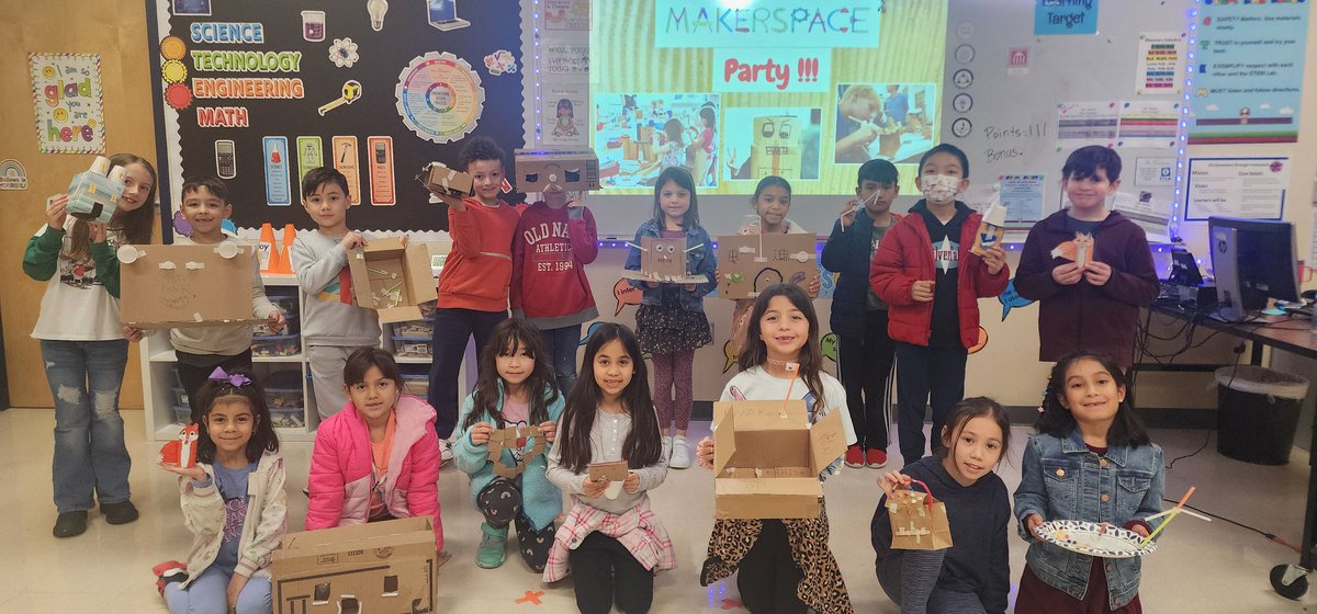 OttSTEM's tweet photo. Makerspace was a hit!!! Classes that met the points requirement were rewarded with a Makerspace party. #greatbehavior #ottlevelup @adelagarza07 @PrincipalBueno https://t.co/B83rKtLLDm