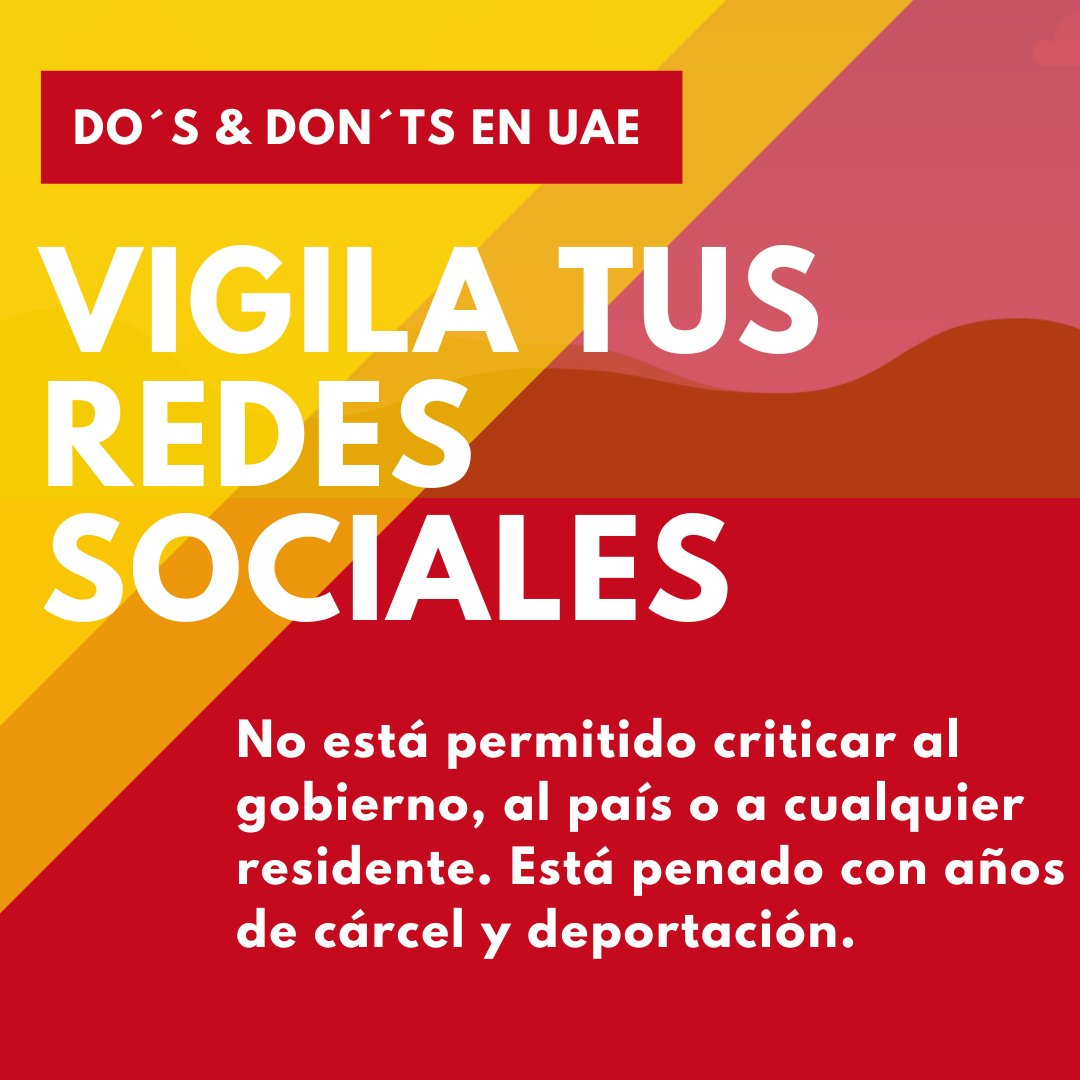 Vigila tus redes sociales. No eres impune en internet.

Desde CRE siempre recomendamos seguir las normas y costumbres del país en el que nos encontramos. De lo contrario, podrías encontrarte en serios problemas. 

#Respeto #Respect

#EspañolesEnUAE