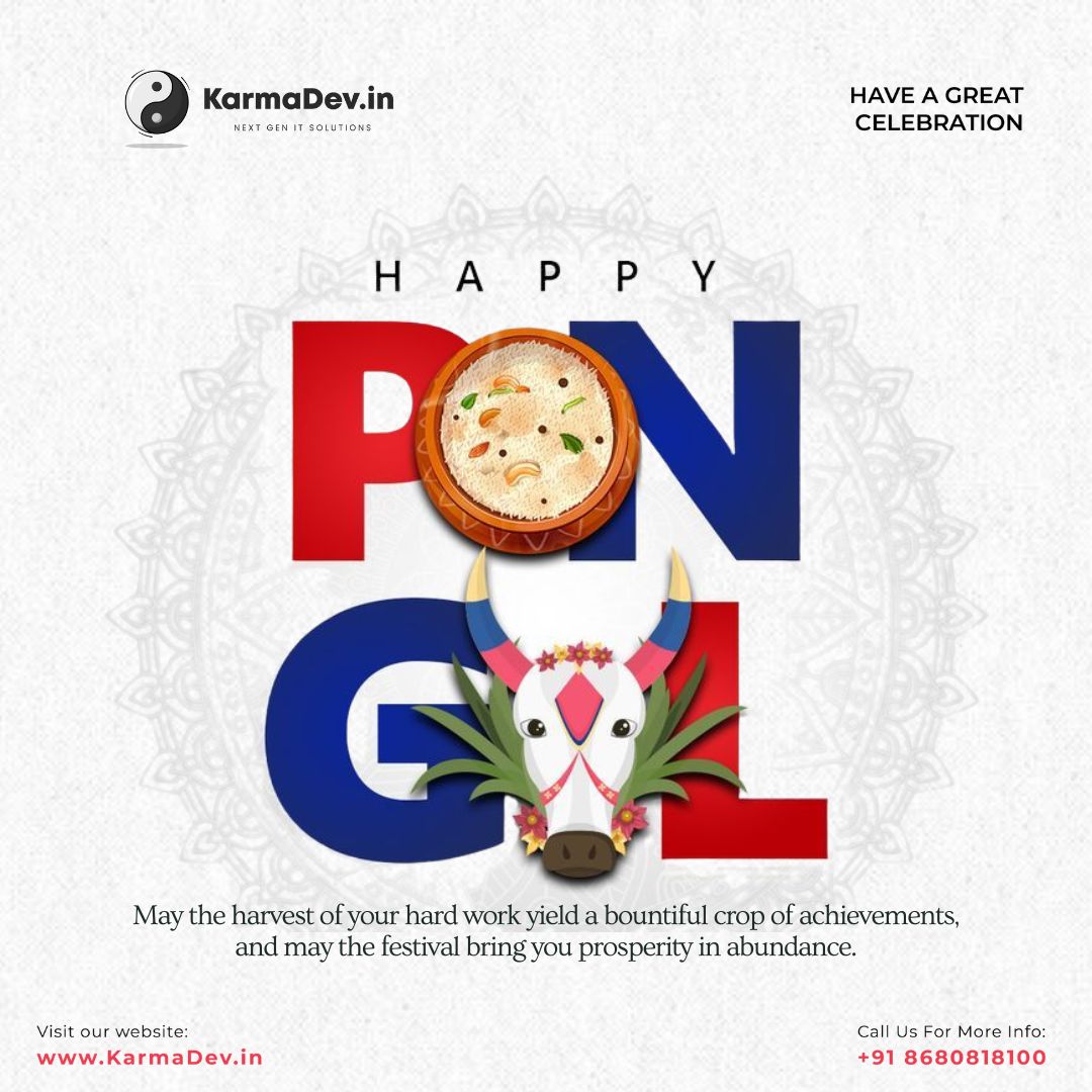 KarmaDev_in's tweet image. KarmaDev.in " Wishing you all Happy Pongal "💐💐

It's a special day for all hardworking people..😇

#HappyPongal2024 
#KarmaDev 
#Hardwork