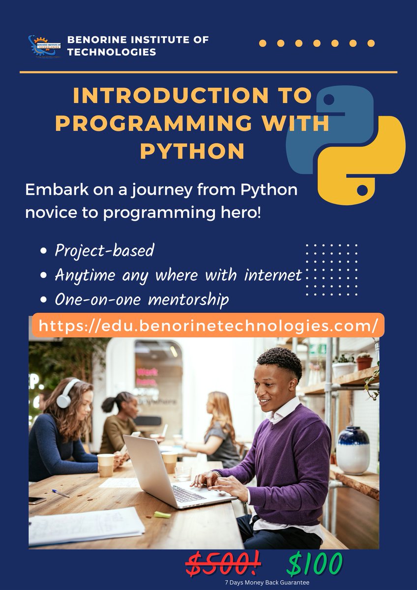 blongho's tweet photo. Do you want to learn how to write computer programs? 

Do you want to learn coding? 

Are you a developer who wants to add the Python Programming language in your skills toolbox? 

Enroll at https://t.co/G41FPby1Ao

#Python #pythonprogramming  @benorinetech https://t.co/32PXw7uYDd