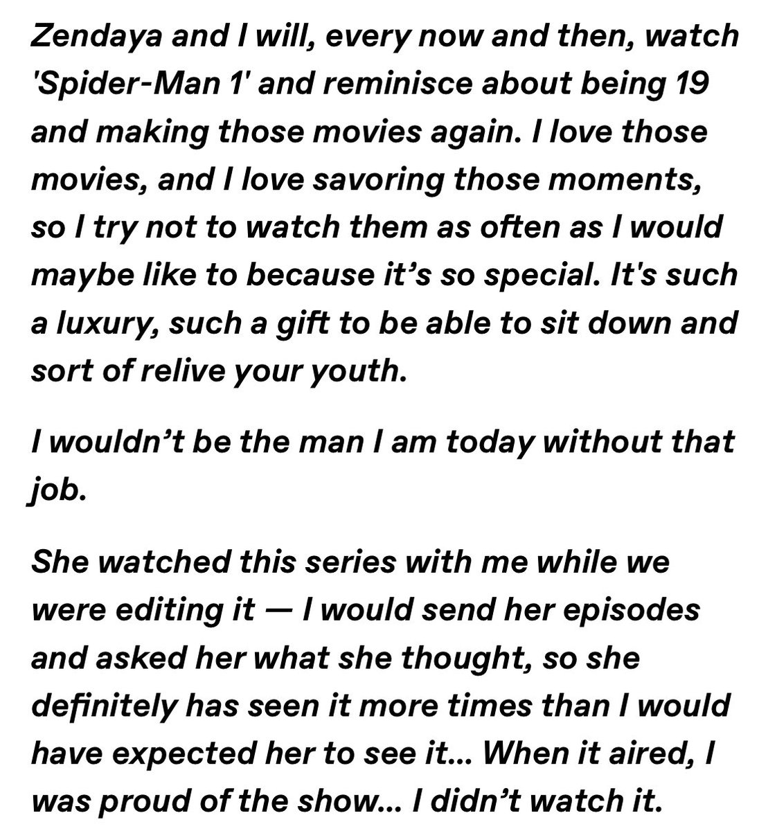 cherrydayas's tweet photo. tom holland talking about watching spider-man and the crowded room with zendaya ♥️ https://t.co/13aU3tHqnd
