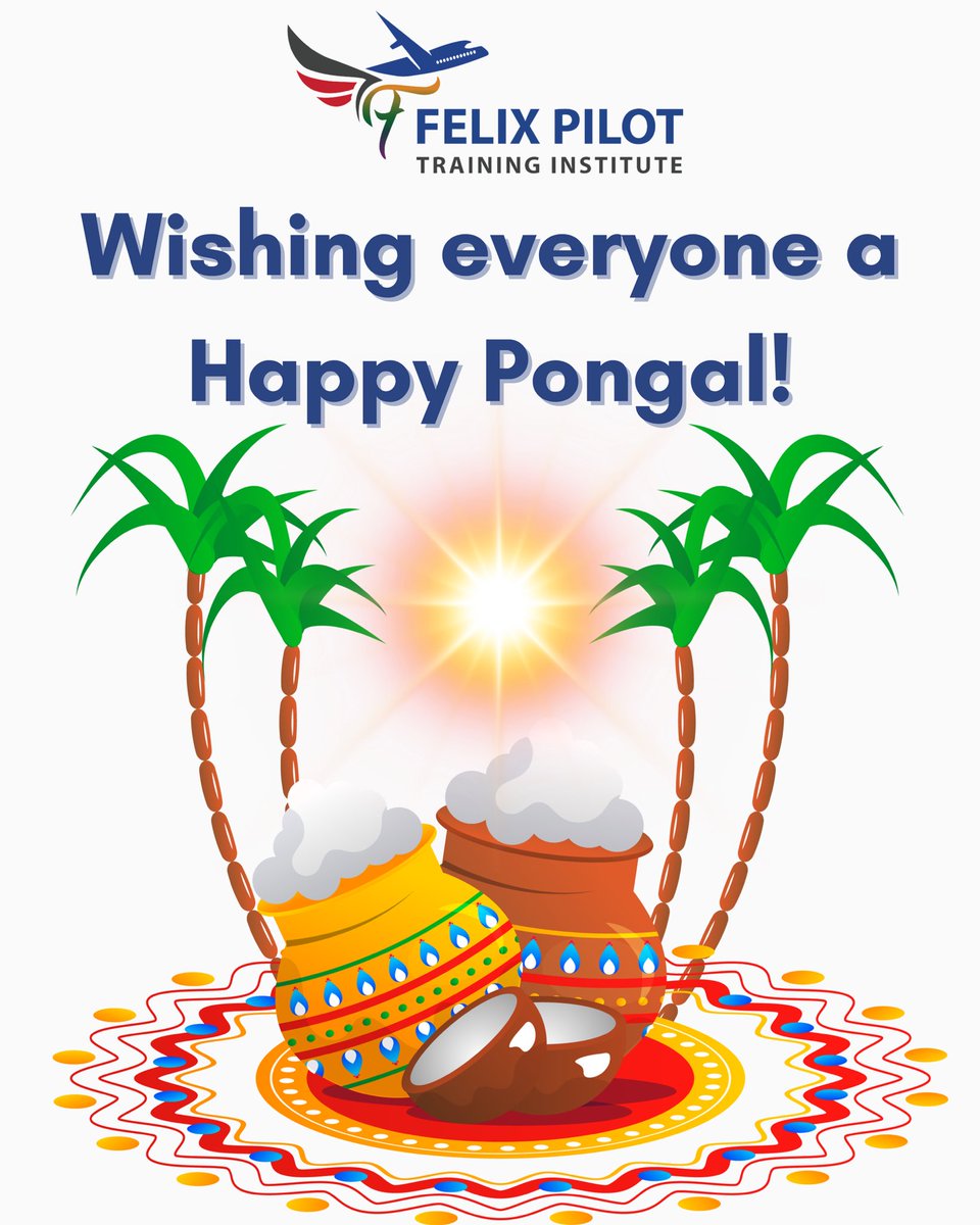 felix2pilot's tweet photo. Wishing you a harvest of success and prosperity! Happy Pongal from Felix Pilot Training Institute - Soar high with joy and festive cheer!
#HappyPongal #பொங்கலோபொங்கல் #Pongal2024 #Pongal #PongalCelebration #HappyPongal2024 #PongalFestival https://t.co/83azw4NEPu
