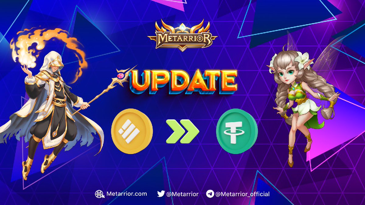 metarrior's tweet photo. 🚨[IMPORTANT] METARRIOR UPDATE: TRANSITION FROM BUSD TO USDT🚨

Dear our brave warriors of Metarrior,

We would like to announce that from now on, the cryptocurrency used in in-game features as well as transactions on our Marketplace will be changed from BUSD to USDT.

Please update to the latest version, which is now available for both Android and iOS to download on Google Play Store and App Store!

Details: https://t.co/4OrDzfanSh

Thank you for your time!
#metarrior #metafe #web3game