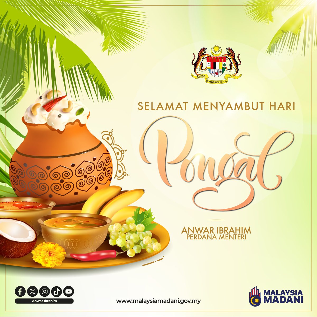 anwaribrahim's tweet photo. Selamat menyambut perayaan Pongal kepada seluruh warga Tamil di Malaysia. Perayaan yang diraikan selama empat hari itu adalah perayaan budaya bagi menzahirkan rasa syukur, selain bersiap untuk lembaran baharu. Saya amat berharap masyarakat Tamil di Malaysia dapat meraikannya dengan kegembiraan serta kebahagiaan dan semarakkan nilai-nilai yang baik, selain terus memperteguh kemajmukan sebagai akar dan kekuatan bangsa. 

#MalaysiaMADANI