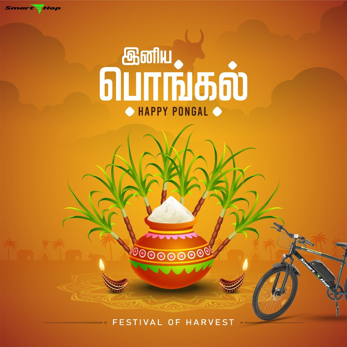 smartehop's tweet photo. Wishing you a Pongal/Sankranti filled with joy and prosperity! May your electric rides light up your celebrations. Happy Pongal/Sankranti 2024!

#HappyHolidays #happypongal #happypongal2024 #sankarnti  #pongalopongal😍😉 #pongal #SmartEHop #chennai #ElectricCycles https://t.co/F2HRQ5uHGB