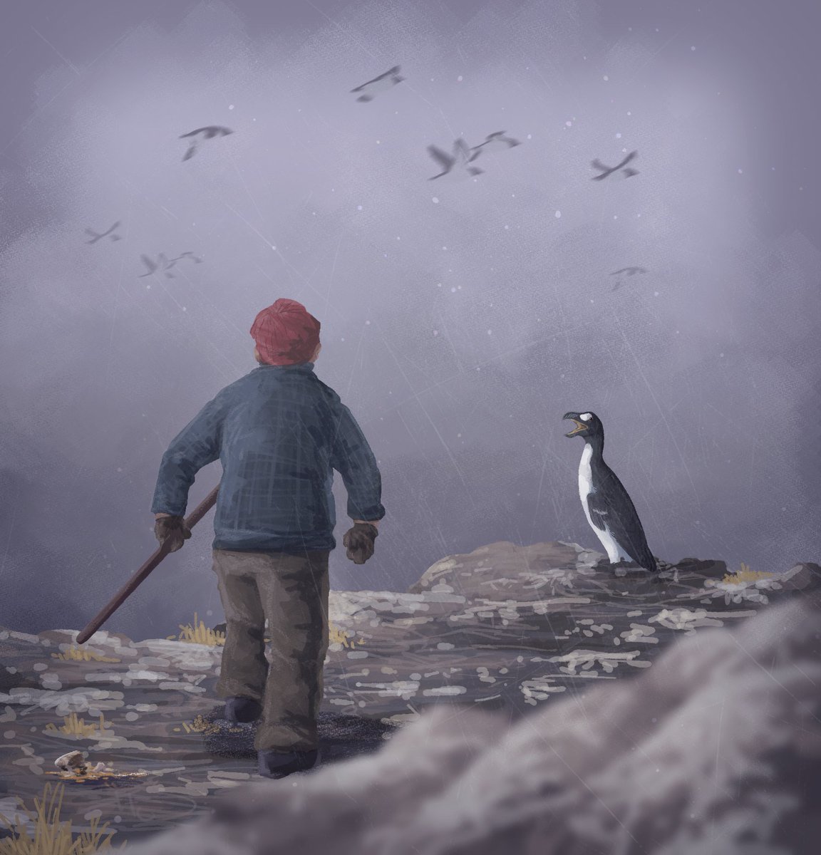 at the edge of oblivion

one of the last great auks faces its fate - Sigurður Ísleifsson

#paleo #paleoart #animal #animalart #auk #slayleoart
