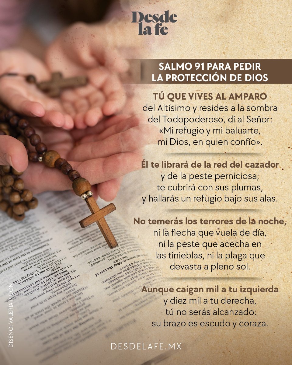 DesdeLaFeMx's tweet photo. 👉 ¿Qué haces para encomendar a Dios tu día?
Este Salmo te servirá para pedir su protección. Tómate un minuto y recítalo antes de salir de casa. 😇 https://t.co/jdCpZMzHx4
