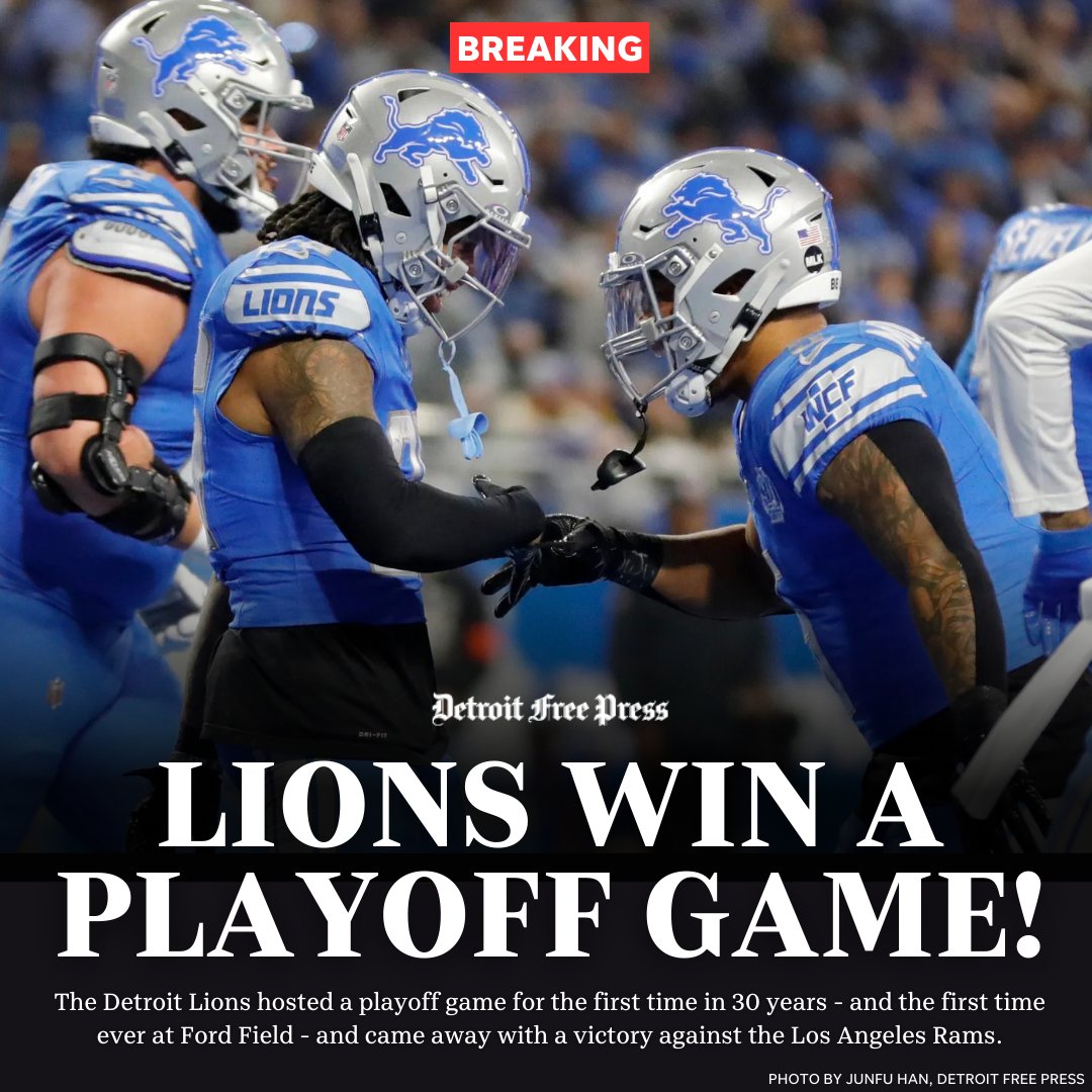 BREAKING: THE DETROIT LIONS WON A PLAYOFF GAME!

The <a href="/Lions/">Detroit Lions</a> beat the <a href="/RamsNFL/">Los Angeles Rams</a> 24-23 to move on to the NFC Divisional Round!