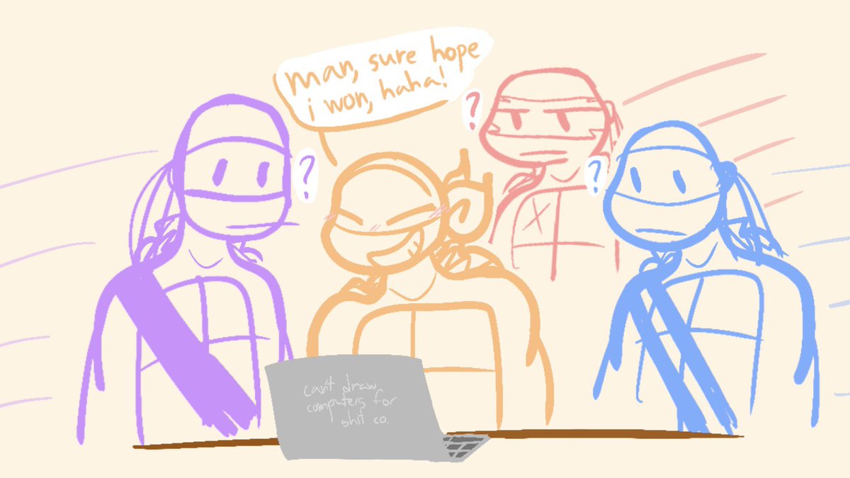 middlesock's tweet photo. this was too funny I had to draw it 😭 (the iteration isn’t specified and I tried my best, enjoy lol 💖)
#tmnt #ripmikey #whyamieventaggingthisshithelp https://t.co/HBStcy2uGn