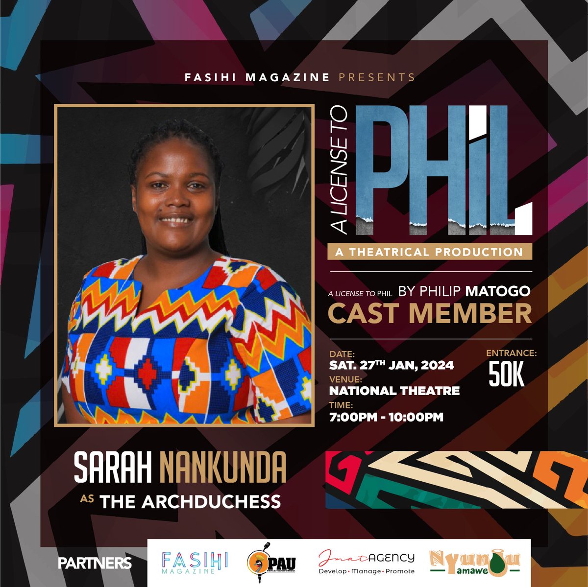 "We are set to have you royally entertained with stage poetry, brought to life by Archduchess Sarah Nankunda" 🫅🏽

Book your slot today. 🤗
'A License To Phil' 🎞️🎙️🎬🎼

 *Tickets Available at ugx.50,000/= only* 
Contact: +256 751 307295

#aTheatreProduction
#ALicenseToPhil