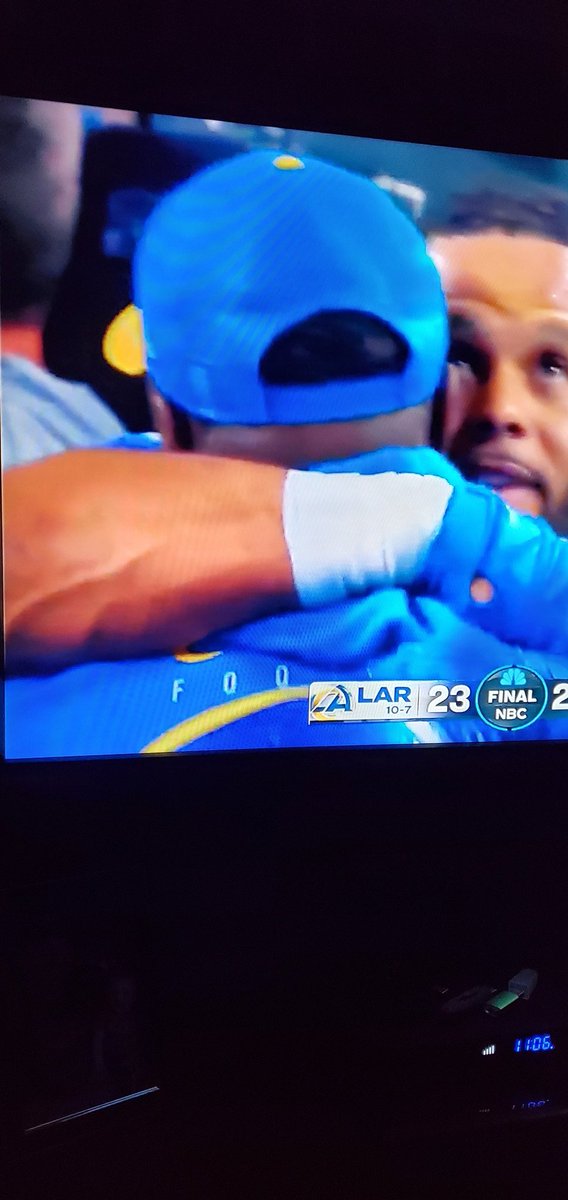 CShep17's tweet photo. Just don't see guys hug their coaches that often after a loss. Could this be the "Farewell" hug from Donald, does he retire? https://t.co/sboYijjeqx