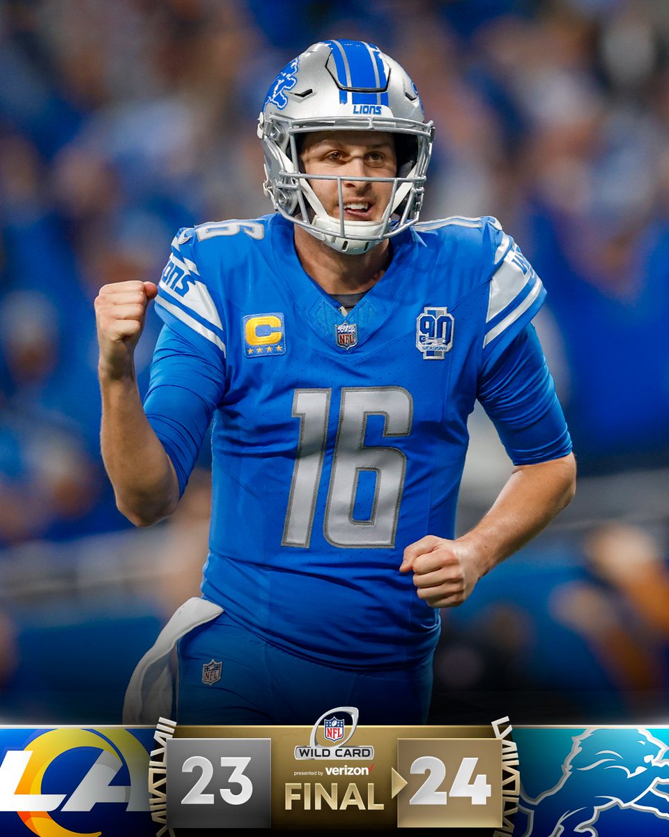 FINAL: @JaredGoff16 and the @Lions get a #SuperWildCard win! #LARvsDET #OnePride