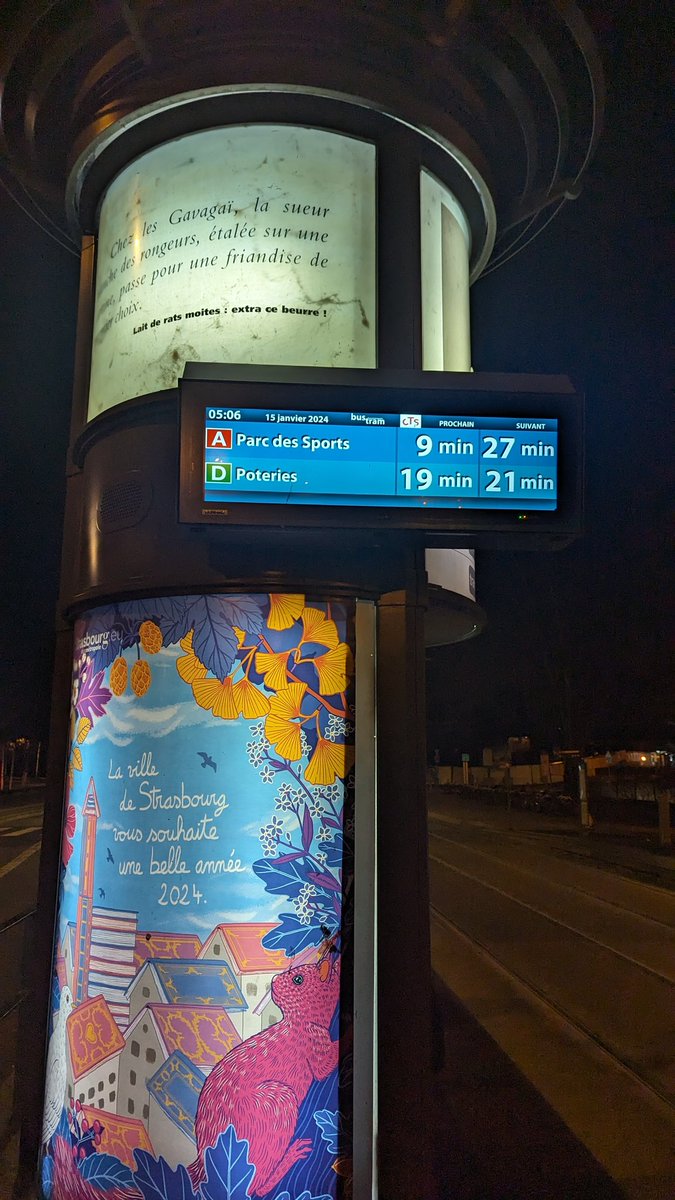 Versefer's tweet photo. @CTS_Infostrafic @CTS_Strasbourg Tram D, celui qui dessert la gare. 16 min de retard. -2°c dehors. Qu'est ce qui arrive au premier D du matin ? C'est de plus en plus souvent. Empocher les abonnements et les amendes c'est bien. Mais vous même, n'êtes pas irréprochables... https://t.co/IeRxhPC7aE