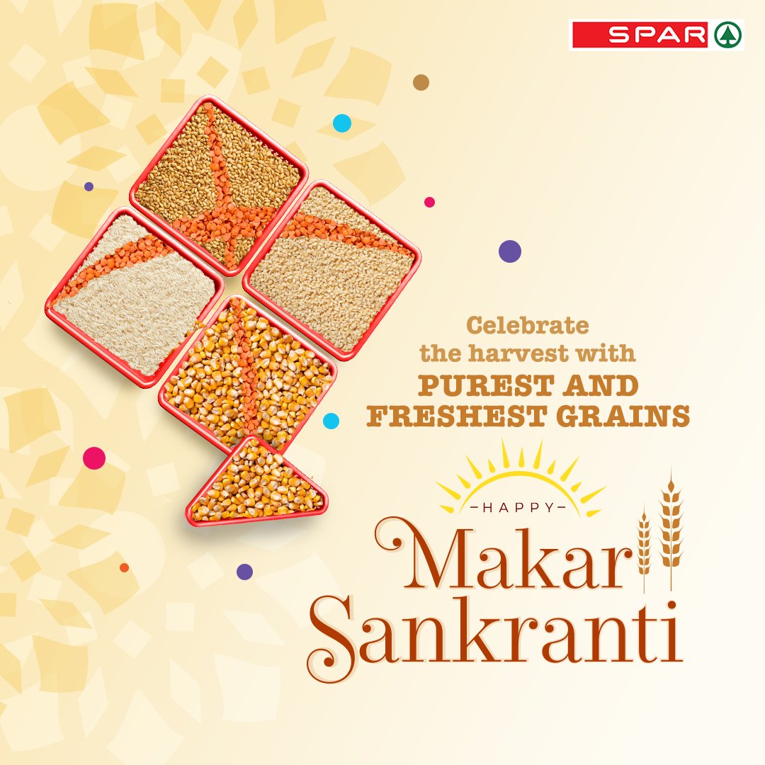 SparIndiaHyper's tweet photo. Celebrate this Makar Sankranti by shopping for freshly harvested grains at your nearest SPAR store today!๐พ๐๏ธ
#SPAR #SPARIndia #SPARHypermarket #HappyMakarSankranti #MakarSankranti #MakarSankranti2024 #HarvestSeason #HarvestFestival #Harvest #Grains #Fresh #FreshProduce #Food https://t.co/s2tQtFTZoB
