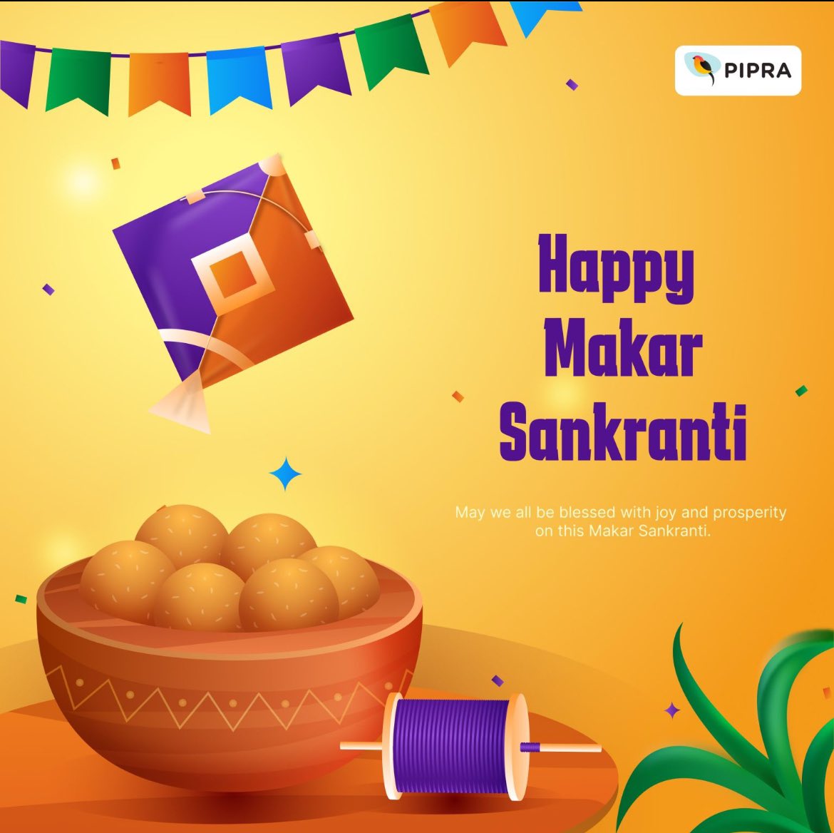🪁 Happy Makar Sankranti! PIPRA Solutions wishes you peace, prosperity, and joy. Celebrate the vibrant festival with us, anticipating a year filled with blessings and new heights. 🌞✨ #MakarSankranti #HarvestFestival #Celebrations