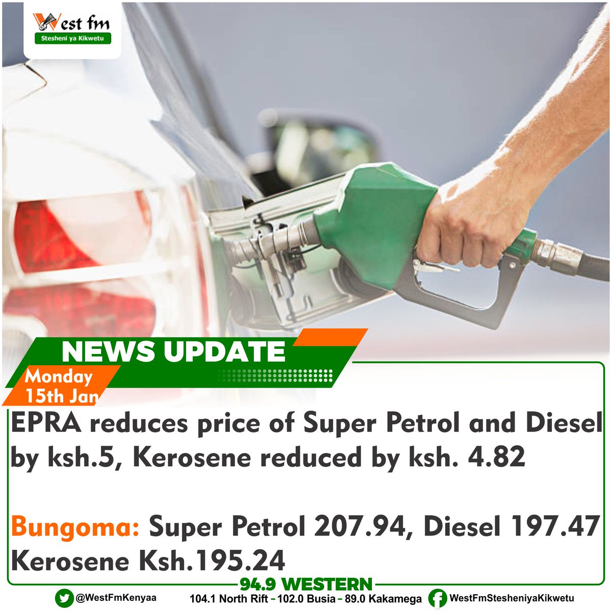 EPRA announces new fuel prices @WestFmKenyaa @mfalmeKab #AmkanaWestFm #AmkanaWestFm Hojlund Ngetich Rashford Onana Nigeria Casemiro