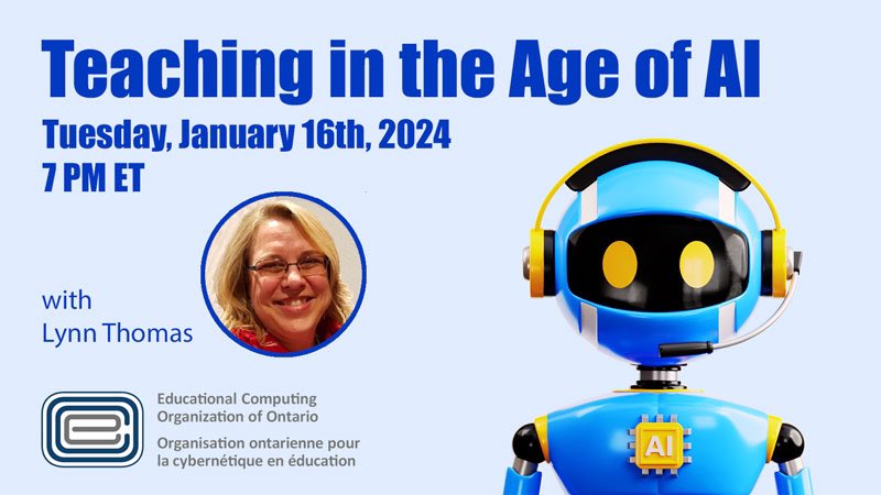 Get ready for an exciting journey into the future of education! Join Lynn @THOMLYNN101 on January 16th at 7 PM ET for “Teaching in the Age of AI' Learn practical strategies & insights for integrating AI tools in teaching. @ecooorg #AIinEDU ecoo.org/blog/2023/12/2…
