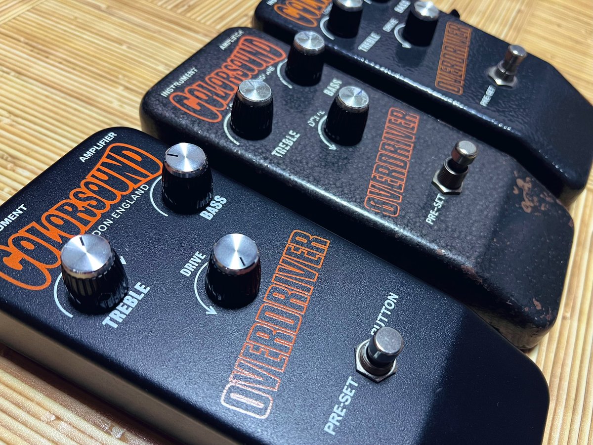 efmaniac's tweet photo. ご協力のおかげで、揃いました

Colorsound Overdriver

ヴィンテージ、マカリス、製造年不明（ただマスターボリューム付）

弾き比べ、楽しみ😎

#エフェクター 
#colorsound 
#overdriver 
Thanks @AKI51503 @yokoyamakazuaki https://t.co/ZGWIqchWnK