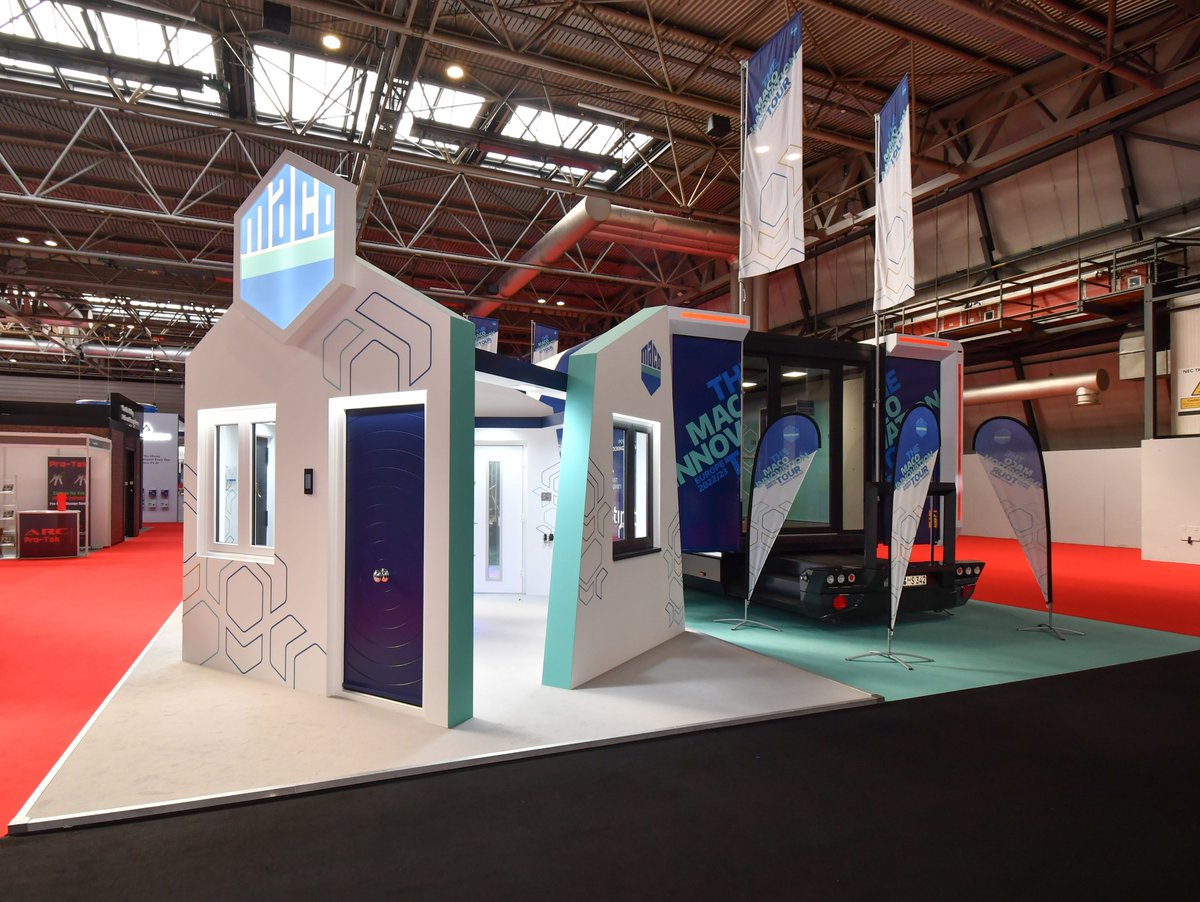Blue Doors > Blue Mondays Partners @Gowercroft crafted this unique and bespoke door for our groundbreaking @fitshow 2023 stand. Using the INSTINCT by MACO locking solution to create a seamless, flush-style door that stood out in a truly spectacular way.