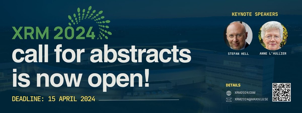 MAXIVLaboratory's tweet photo. The #XRM 2024 conference Call for #Abstracts opens now! Join us in Lund and connect with colleagues to discuss the latest in X-ray microscopy research, tools and techniques! https://t.co/VOPoUHd2CHโโ #XRM2024 #xraymicroscopy #sweden #sverige #research #Nobelprizekeynotes https://t.co/NSXU6MAWSr