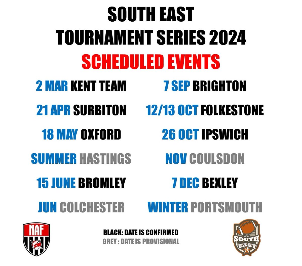 SkabbLeague's tweet photo. The first ever South East Tournament Series starts this year!
8/12 dates are confirmed. You need to compete in 5 events to be eligible for a prize.
More information is available on the BBSE Discord which can be found here: https://t.co/6zbLNcStkh
#SETS2024 #bloodbowl https://t.co/IXrwWqU1HV