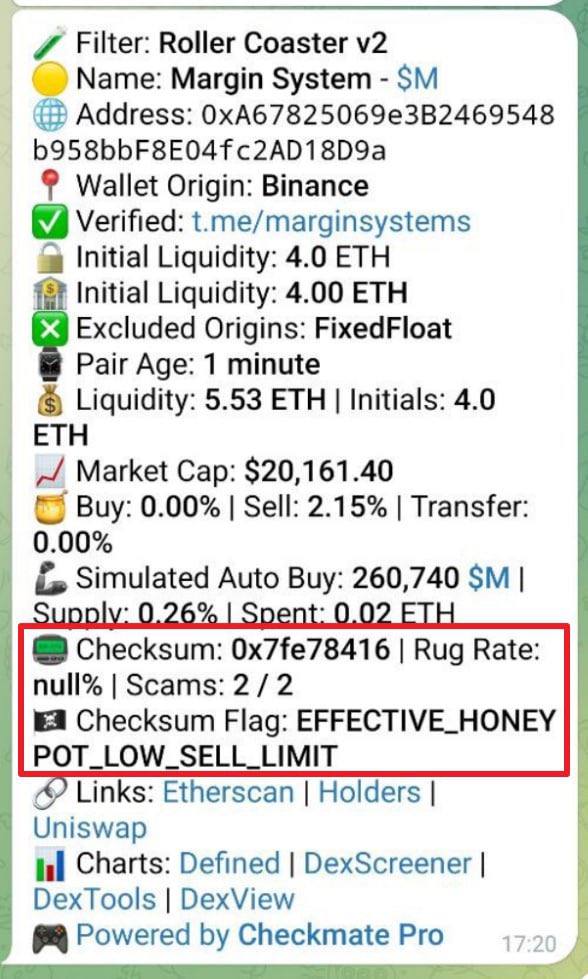 CheckmateTools's tweet image. $CMBOT is in the process of constructing proprietary checksum data, underscoring our commitment to this initiative. A recent incident involving a delayed honeypot prompted a comprehensive evaluation by $CMBOT and a widely utilized scanner within the $ETH community. 

Notably,…