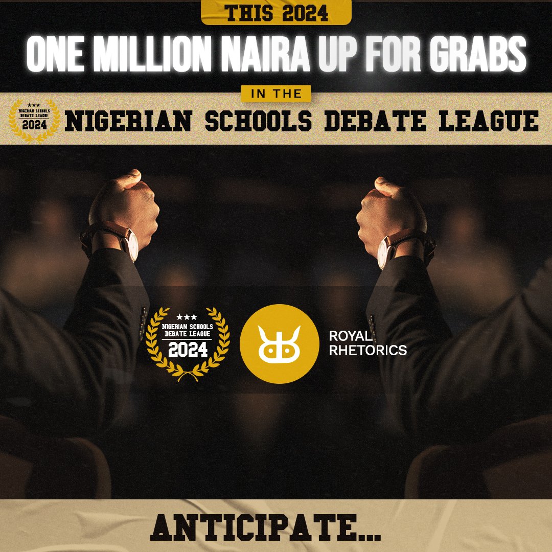 RRhetorics's tweet photo. Ready to know the biggest thrill of 2024?

The first-ever Nigerian Schools Debate League is set for the battle of ideas, contentions, and eloquence.

And, that's how Royal Rhetorics is about to make this year exciting! https://t.co/9Iy5njLt38