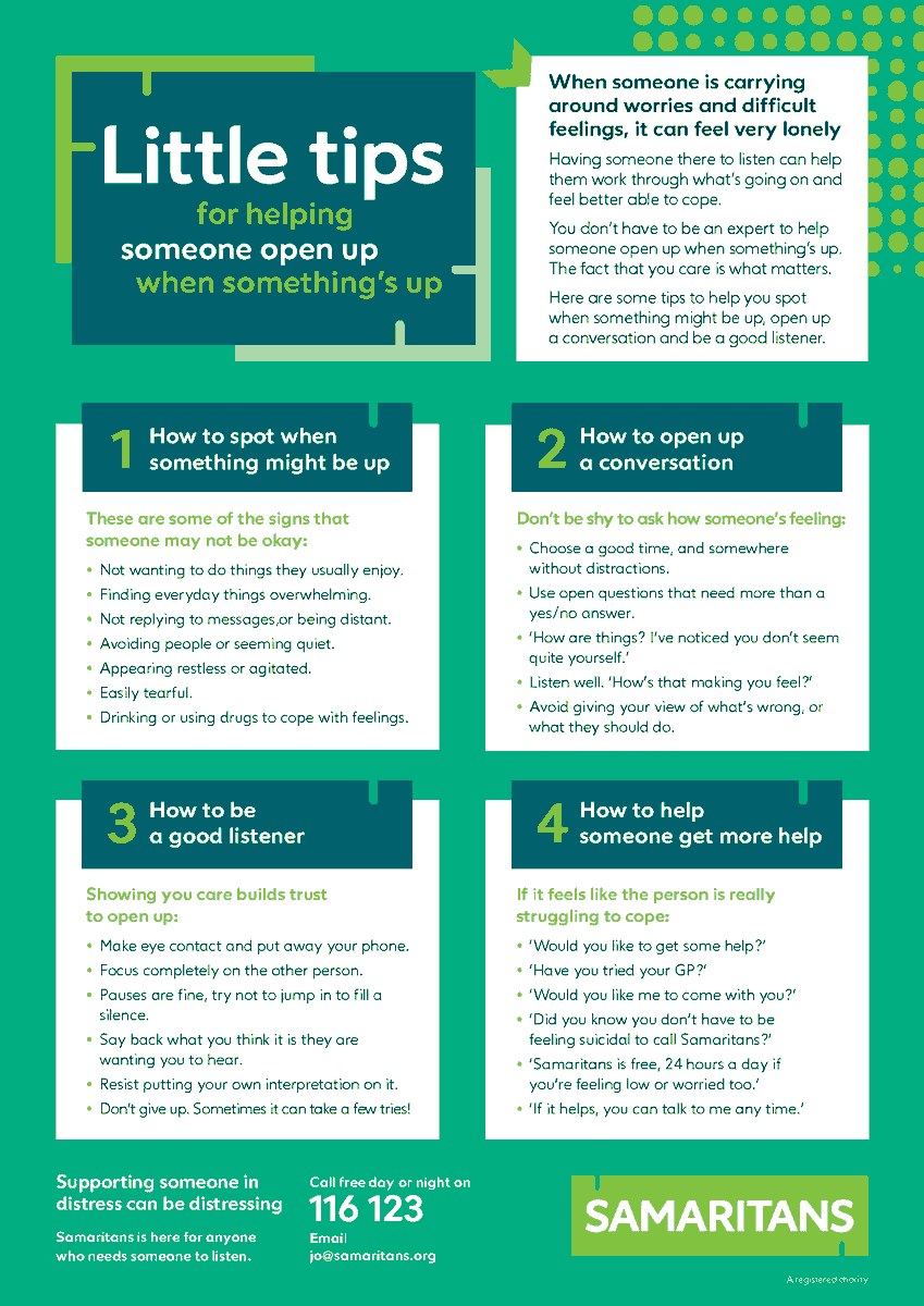 Henshalls's tweet photo. We support the @samaritans with #BrewMonday 🍵
Have a cup of tea ☕️ & most #importantly, sit down & have a chat. 🗣️
There's always ⏰ for a cuppa! ☕
Thanks to the @samaritans for #sharing such valuable advice.☕
#HenshallsHelps 🙌
#MentalHealthMatters 💚
#BlueMonday 💙 https://t.co/DcV7RAzOHp