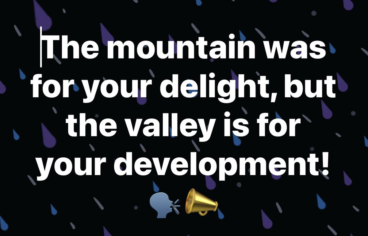 Every now and then we got to go through some valley experiences so we can be developed, build some spiritual muscle, get stronger and wiser. Praise God on the mountain and in the valley!! 
•
#IGotBetterInTheValley #MyTestimony