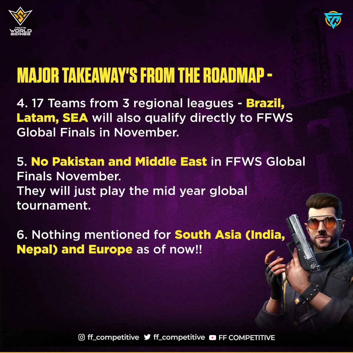 ff_competitive's tweet photo. Everything explained about the 2024 Free Fire Esports Roadmap!!
They haven't mentioned anything about India - as per our sources any Esports event in India would happen only after the launch!! So this could be the reason to not include India for now. https://t.co/sZIGn4nPPZ