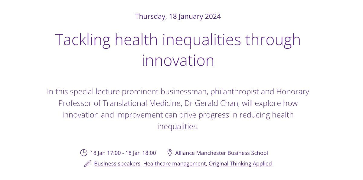 🎙 Tackling health inequalities through innovation 🎙 Prominent businessman, philanthropist and Honorary Professor of Translational Medicine, Dr Gerald Chan, explores how innovation and improvement can drive progress in reducing health inequalities. 👉 bit.ly/49csmyf