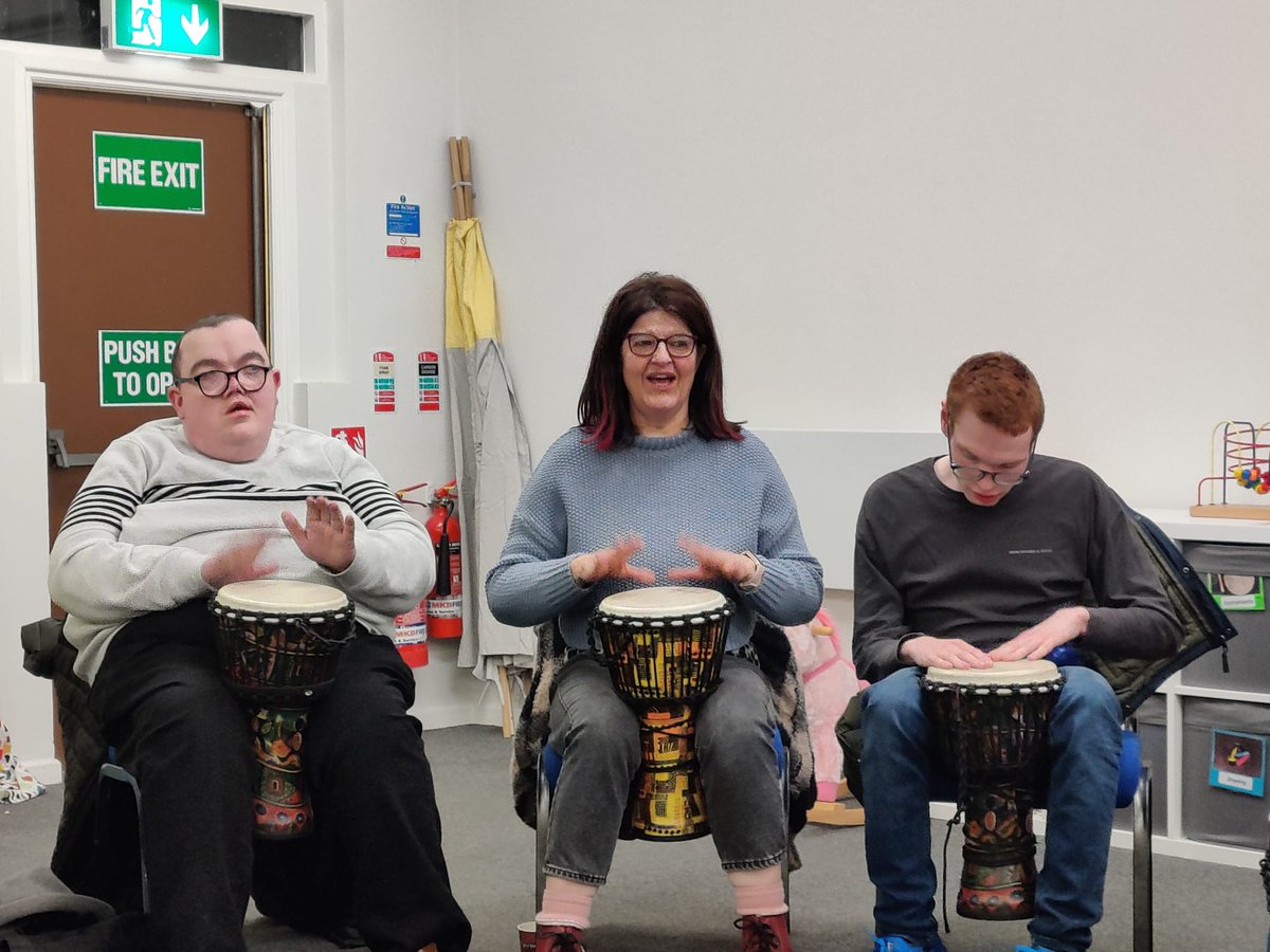 Our Following God together group had a great time with 'Fun with Drums' #inclusion #funwithdrums #followinggodtogether #intellectualdisability