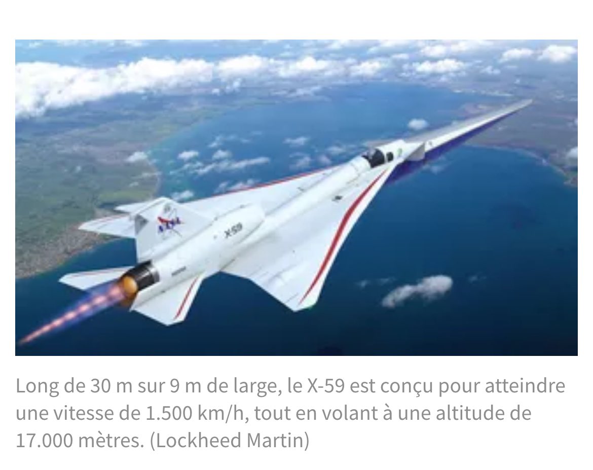 X-59: Mythe ou réalité?…après l’interdiction de survol du territoire en 1973 des 🇺🇸, le transport supersonique commercial aura t’il la chance de revoir le jour dans notre monde d’aujourd’hui?… Le projet aux 3 « S » Super Sonique & Silencieux de la @NASA lesechos.fr/industrie-serv…