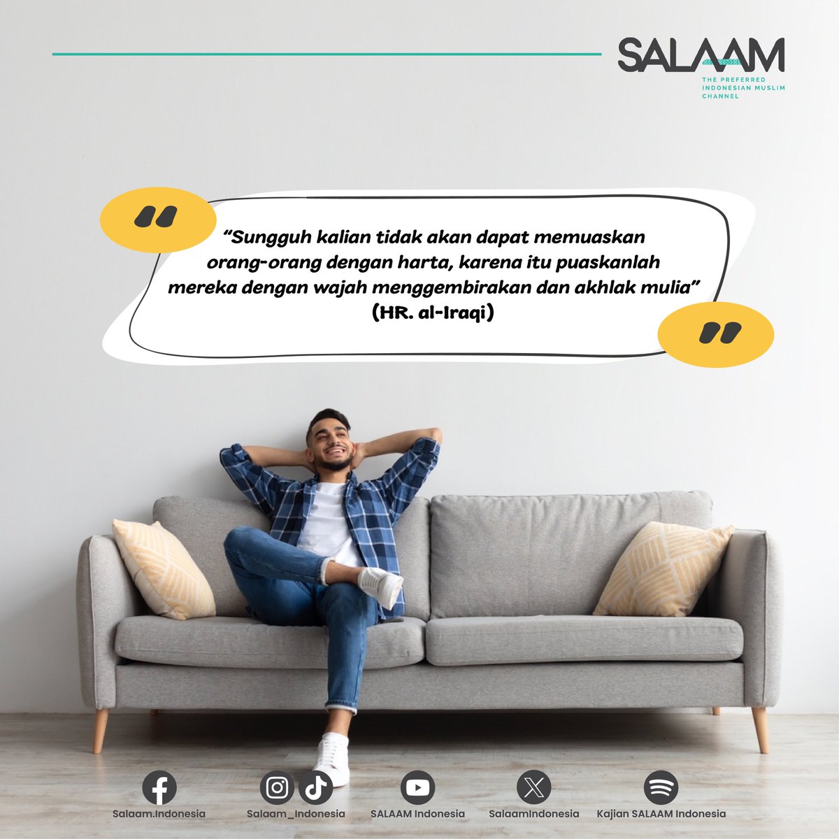 SalaamIndonesia's tweet photo. Berbagi senyuman dan perilaku baik lebih berharga daripada harta. Kita tidak bisa menyenangkan semua orang dengan kekayaan, tapi kita bisa menyenangkan hati dengan keikhlasan dan keceriaan. ✨ #salaamindonesia #onedayonehadits https://t.co/Sy04ERJTMs