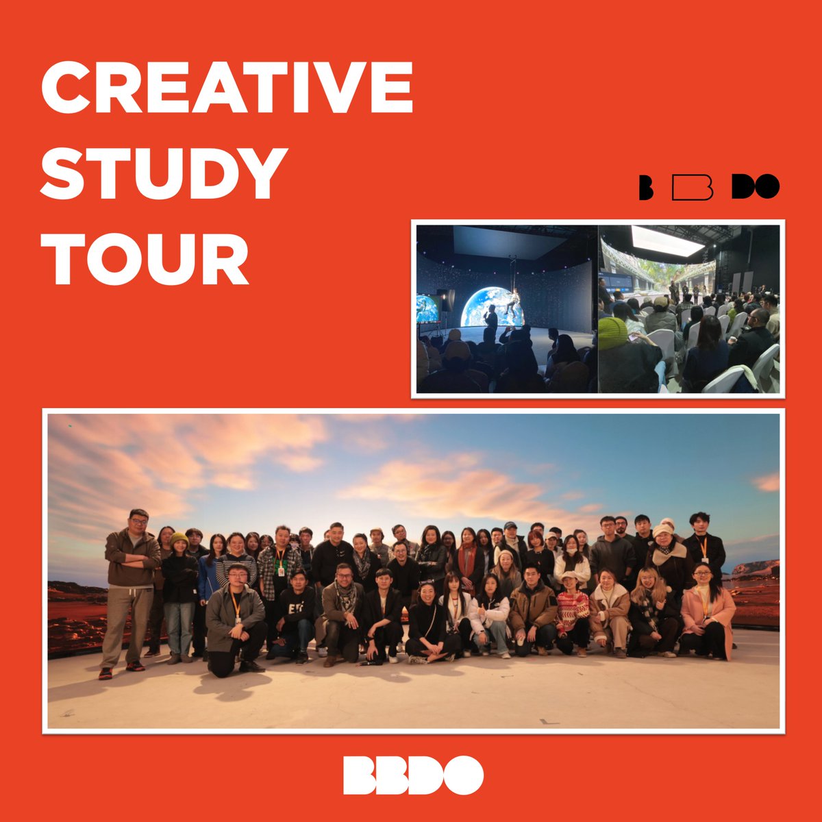 In 2024, the first event of BBDO University took place - a creative study tour！ Last Friday, the creative team from BBDO Shanghai visited a VP studio that combines virtual shooting.This technology enables us to achieve more and better creativity in a cost-effective way.