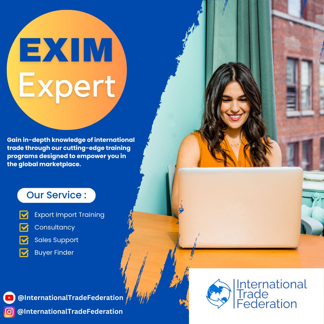 inttradefed's tweet photo. Gain in-depth knowledge of international trade through our cutting-edge training programs designed to empower you in the global marketplace
Expert Consultancy
Verified Data Services
Global Network
#internationaltradefederation #exim #export #import #consultancy #training #buyer https://t.co/jAo5rPZZKw