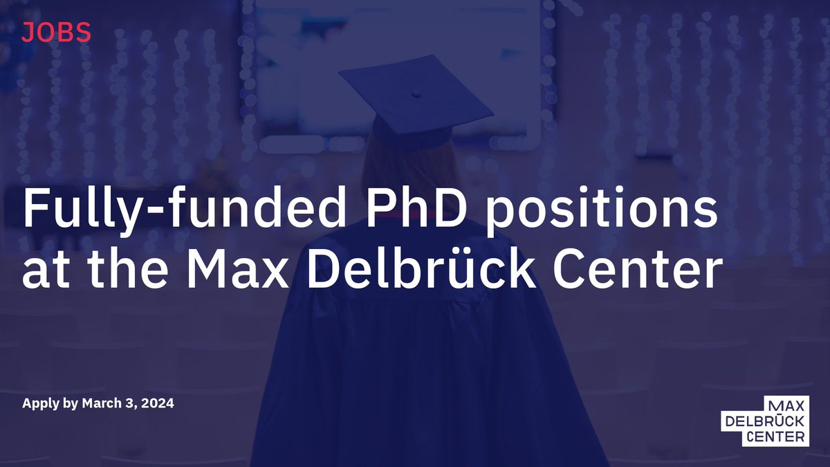 🎓Looking to pursue a #PhD in the field of #BiomedicalResearch? Join us for a fully-funded #PhDposition! Apply by March 3, 2024 👉mdc-berlin.de/phd#PhDjob #PhDlife #ScienceCareer #mdcBerlin @BIMSB_MDC @MdcPhd @campusbuch @helmholtz_de @ResearchGermany @braincityb