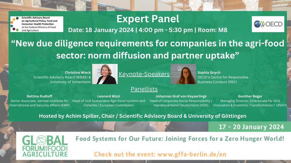 Mittwoch beginnt das Global Forum for Food and Agriculture des @bmel. Wer nicht vor Ort dabei sein kann, kann viele der Panels im Livestream verfolgen - z.B. am Donnerstag zu #Sorgfaltspflichten im Agrarsektor. 
Infos 👉brnw.ch/21wG59P <a href="/OECDagriculture/">OECD Agriculture ➡ Towards Better Food Policies</a>