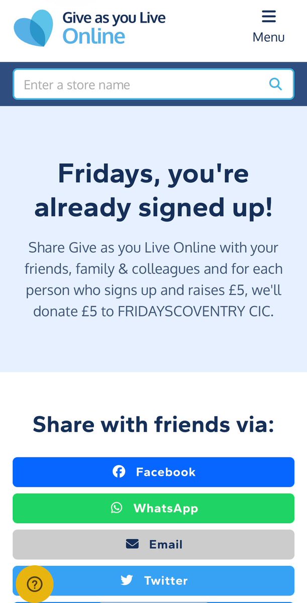 Please try our <a href="/giveasyoulive/">Give as you Live 💙❤️💚</a> link to donate to ourselves at <a href="/fridays/">Cecil Christ</a>.coventry where you can provide support and funds that goes towards our Fridays activities and  projects 

giveasyoulive.com/refer/R9UrYw0z…

#fyp #fypage #explore #explorepage