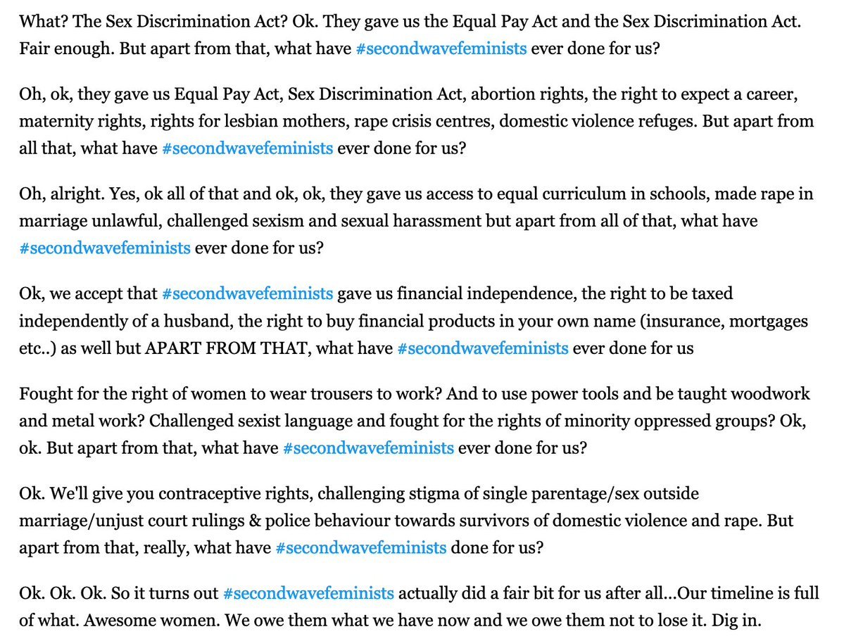 me2intheuk's tweet photo. What did #SecondWaveFeminists do for us? This is recent history!!!!! Never forget! #DigIn https://t.co/dxVONmT0xm