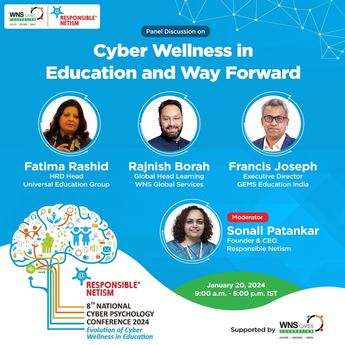 WnsWcf's tweet photo. "#CyberWellness in Education” is focused on being responsible digital learners. Our panel discussion will have experts discover how children can maintain a positive online presence. @Rnetism @rajnishborah #BeCyberSmartWithWCF #LearnWithWCF #CyberPscychology https://t.co/hM7voxsBXV