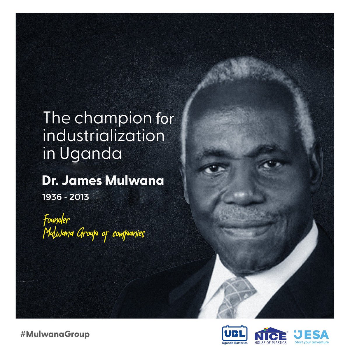 NicePlastics's tweet photo. Dr. James Mulwana’s love for the Community, Entrepreneurship and Industrialization continues to live on today. The legacy continues! 
#MulwanaGroup #CompanyGoals #MulwanaLegacy #JESA #UBL #NiceUg https://t.co/RazLtLwV39