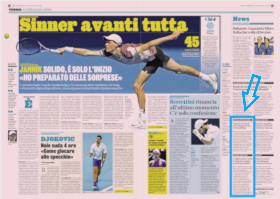 simonesalvador's tweet photo. Oggi la Gazzetta propone 45 pagine di sport:
-37 calcio
-2 motori
-6 tutto il resto
Lo spazio dedicato alle imprese di Lisa #Vittozzi e Pietro #Sighel è quello che vedete qui sotto. Due brevi a pagina 45 (l'ultima a disposizione).
Nelle brevi anche ciclismo su pista e pallanuoto. https://t.co/oGFVudAtok