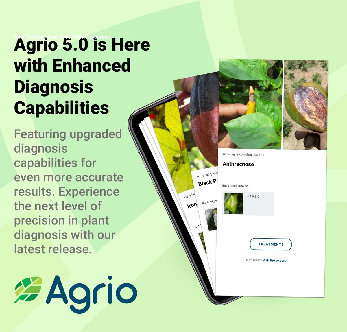 agrioapp's tweet photo. Agrio 5.0 is here, marking an impactful enhancement to our image-based AI. With sharpened precision, and quicker results, we've fine-tuned Agrio to better serve your needs.
#plantdiagnosis #planthealth #agtech #precisionagriculture #agriculture #gardening #ai #computervision https://t.co/OuDtKKNLxb