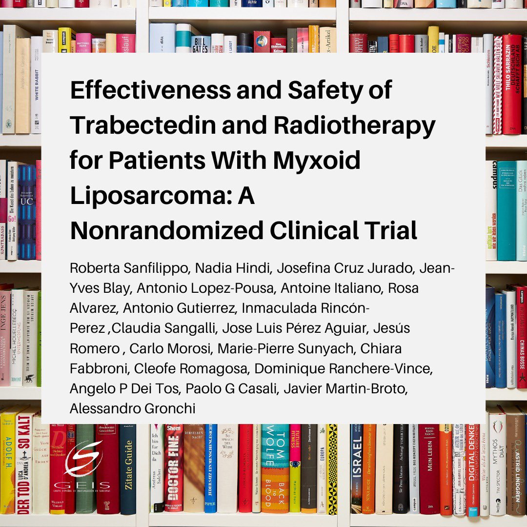 GrupoGeis's tweet image. Nos gustaría compartir el siguiente abstract con autoría de algunos miembros de GEIS:
🤳🏻Effectiveness and Safety of Trabectedin and Radiotherapy for Patients With Myxoid Liposarcoma: A Nonrandomized Clinical Trial

📲: pubmed.ncbi.nlm.nih.gov/36995731/
#Abstract #GruposGEIS #geis #sarcoma