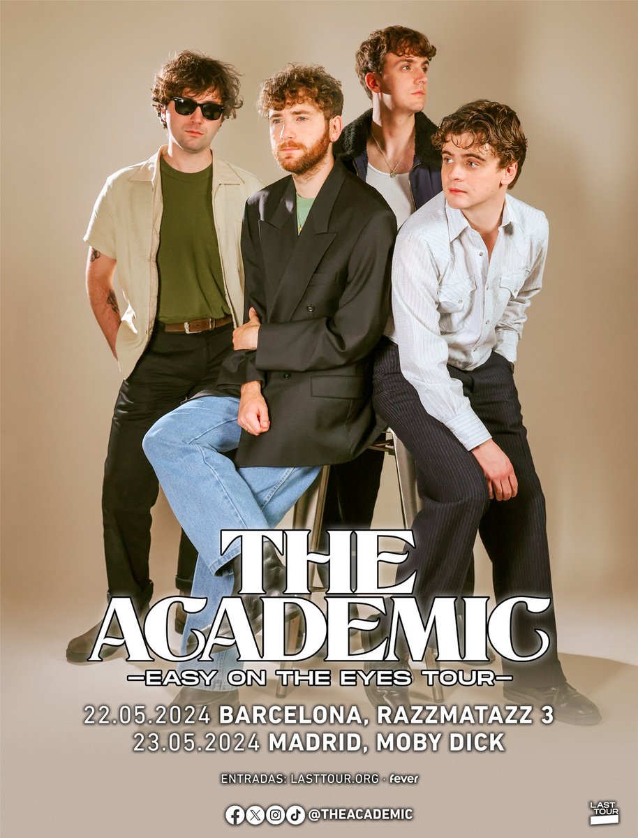 Los irlandeses 🇮🇪 @TheAcademic llevará su melódico sonido indie-rock a las salas de Madrid y Barcelona este mayo. 📆 22/05, en @RazzmatazzClubs (#Barcelona) 📆 23/05, en @MobyDickClub (#Madrid) Entradas a la venta en @lasttourint