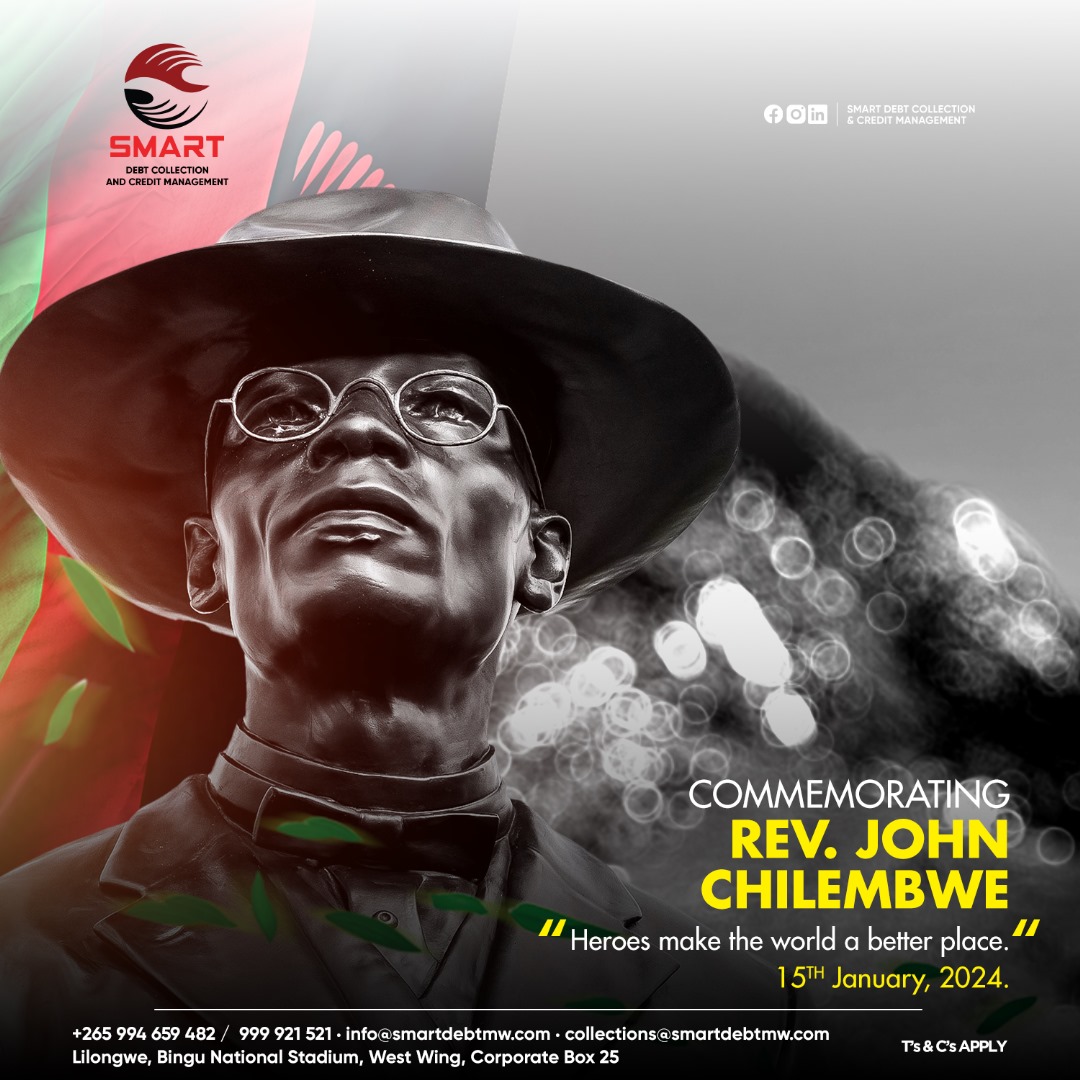 SmartDebtCCM's tweet photo. Let us join hands as we commemorate one of our Heroes today, Rev. John Chilembwe! His sacrifice for our freedom will forever be remembered.
_
📞 ⋅ +265 994 659 482 / 999 921 521
#Johnchilembwe #SmartDebtCollection  #CreditManagement
 #Malawi #Lilongwe https://t.co/hoTiloufFT