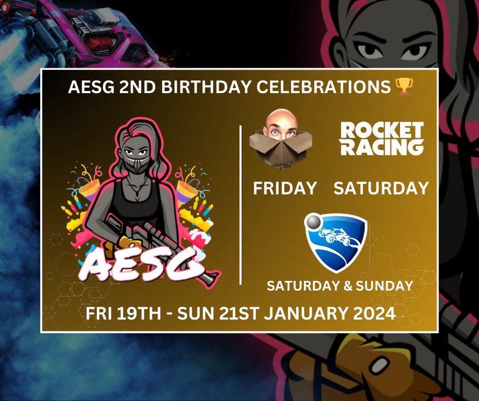 AustralESports's tweet photo. Join Australian eSports Group in celebrating their upcoming 2nd birthday! 🎉
Simply hop into our discord server to get involved! 🥳

We look forward to celebrating good times with you this weekend ❤️

#celebrations #Birthday #eSports #gaming #AESG https://t.co/YLaO1iEQH6