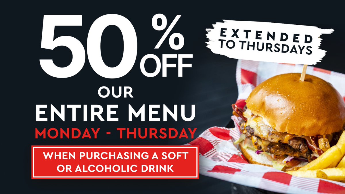 Still half price, all day, every day Mon-Thurs
#halfpricefood #digbeth