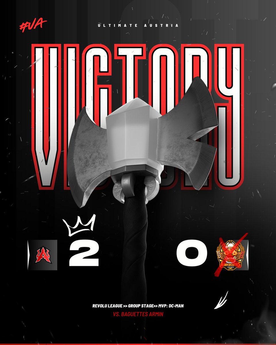 UAeSportsCR's tweet photo. #CR | RESULT 

🏆| @Revleague2023 
🎗| Group Stage
🆚️| @BaguettesArmin 
✅| Result: 2 - 0

🏅| MVP : @DC_MAN689 

#UAeSports #UAonTop https://t.co/bH3Lt2vuX7